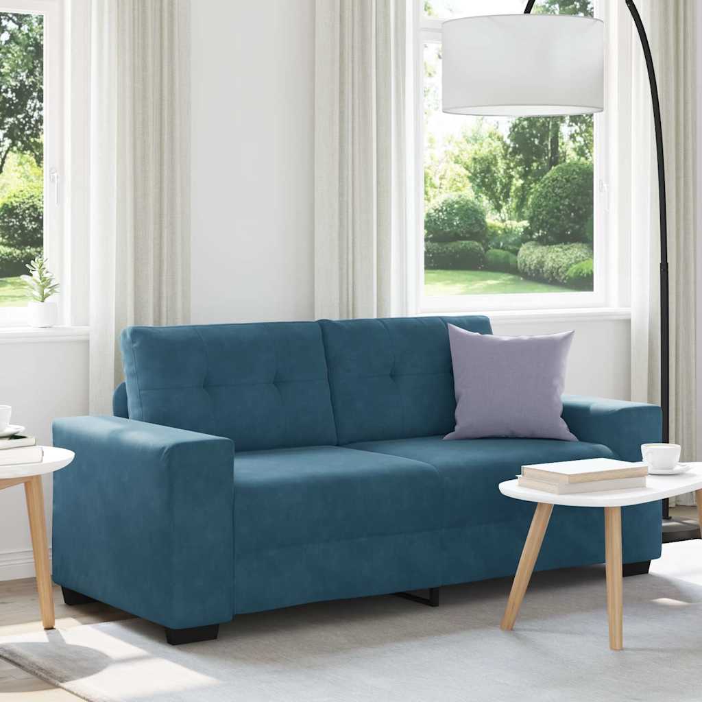 Canapé deux places bleu 180x77x82 cm velours - XIOS