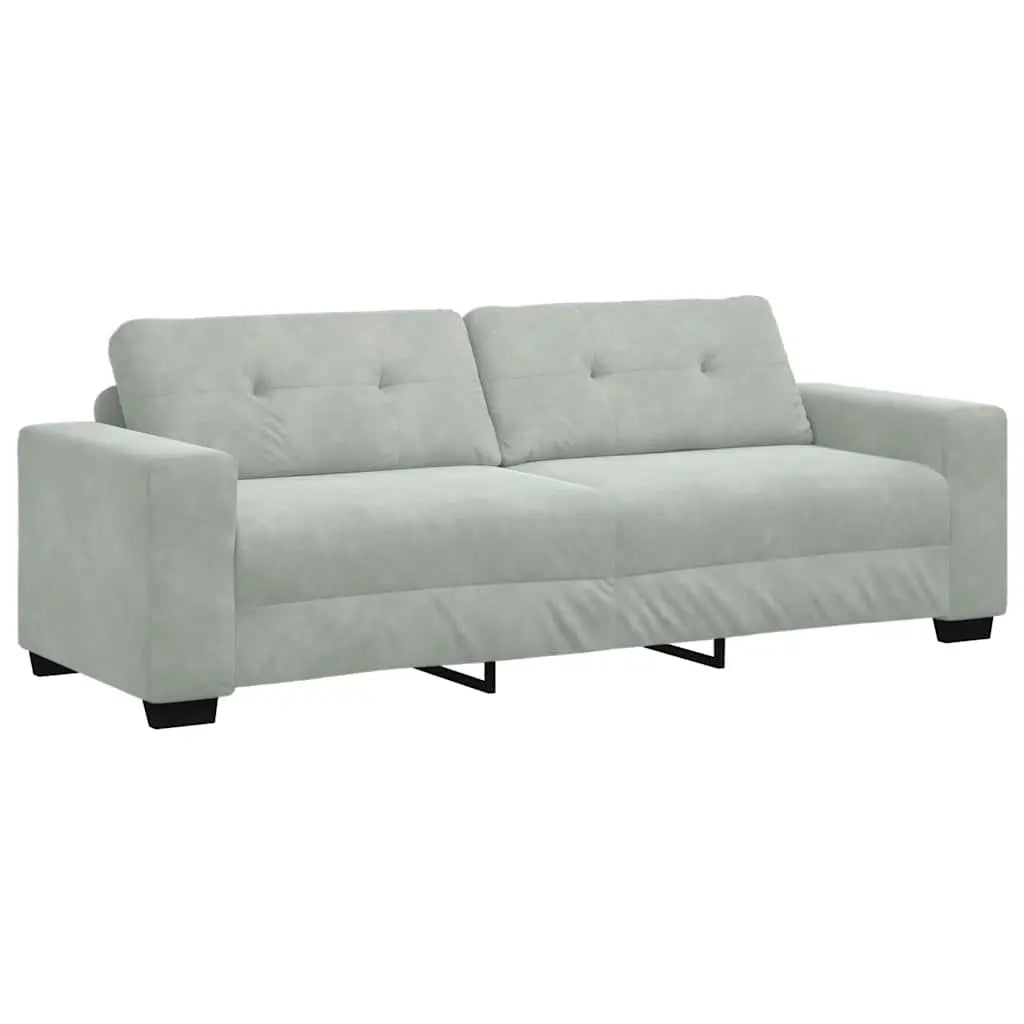 Canapé 3 places gris clair 220 x 78 x 80 cm velours - XIOS
