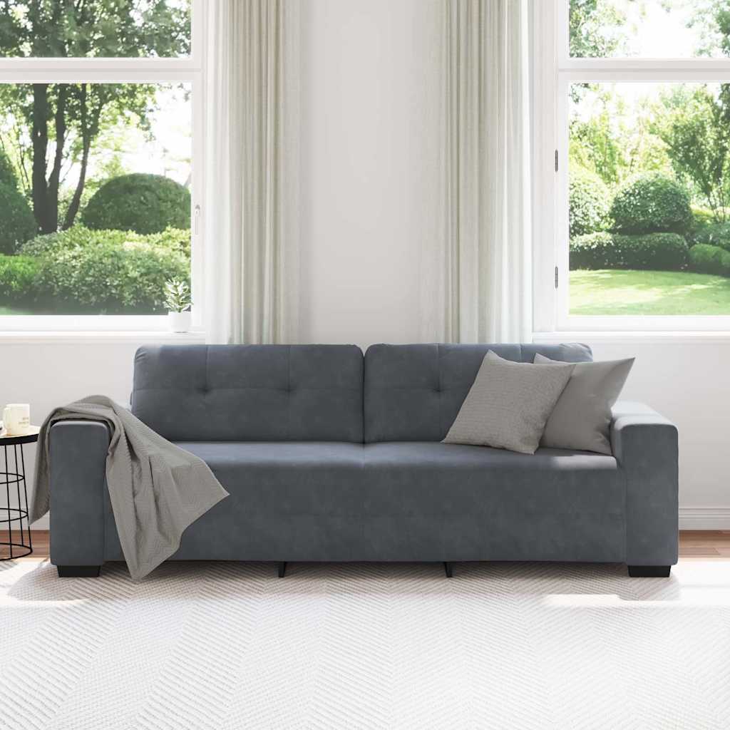Canapé 3 places gris foncé 220 x 78 x 80 cm velours