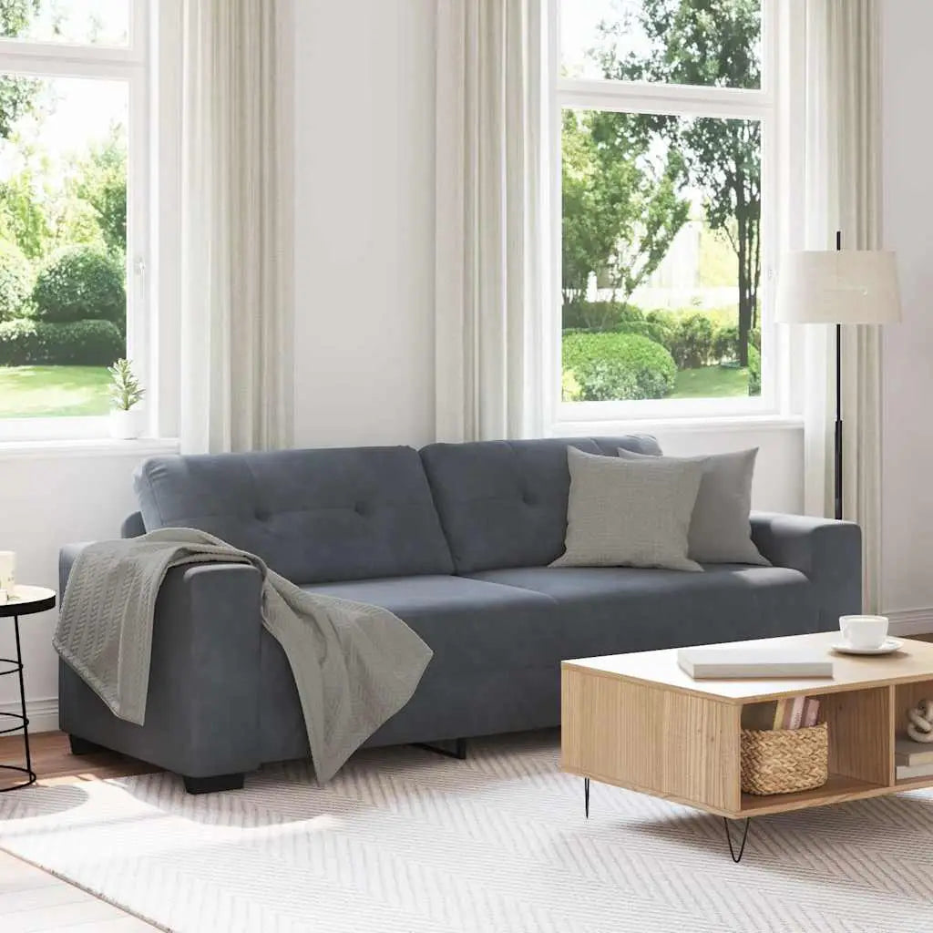 Canapé 3 places gris foncé 220 x 78 x 80 cm velours - XIOS