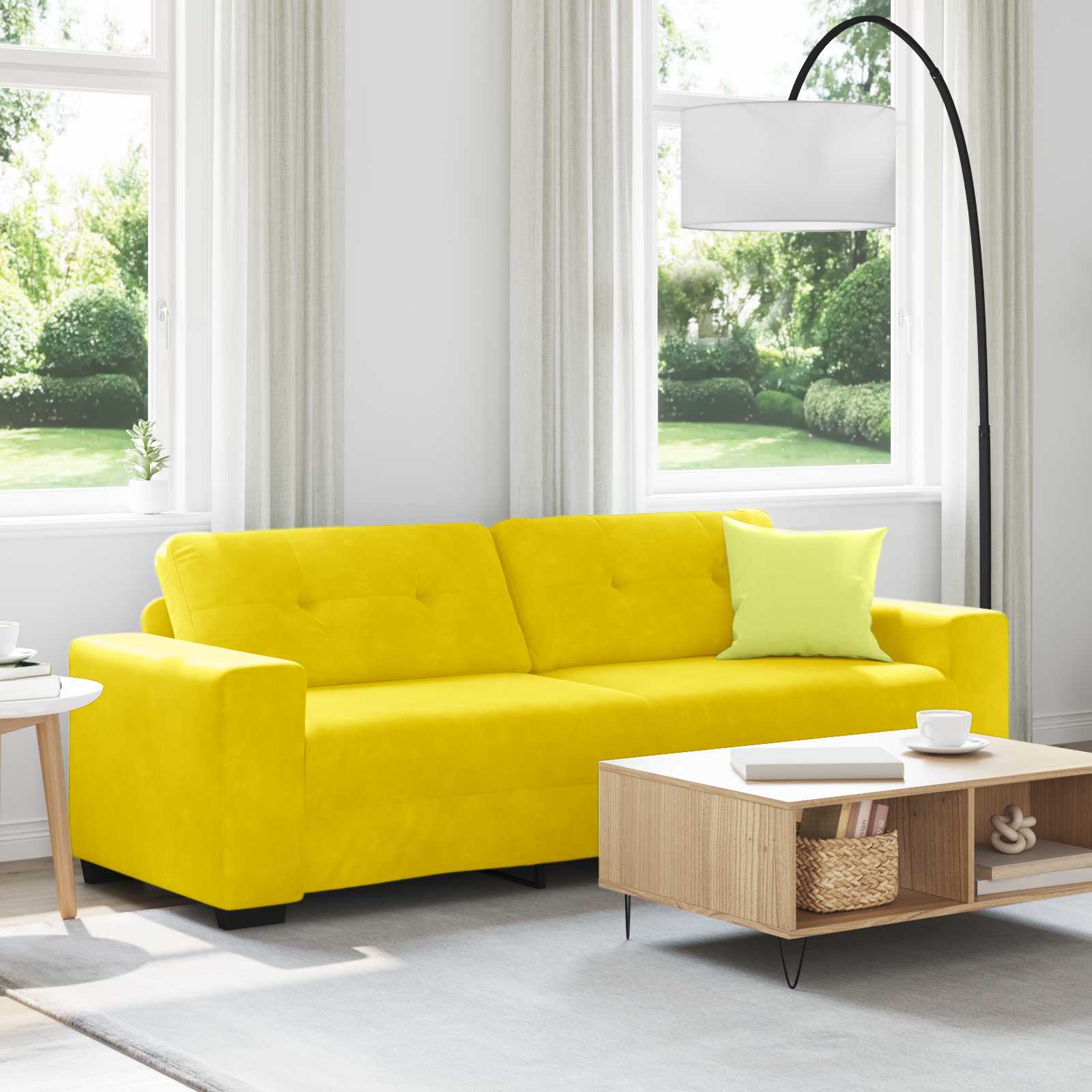 Sofa 3 places Jaune 220 cm Velours - XIOS