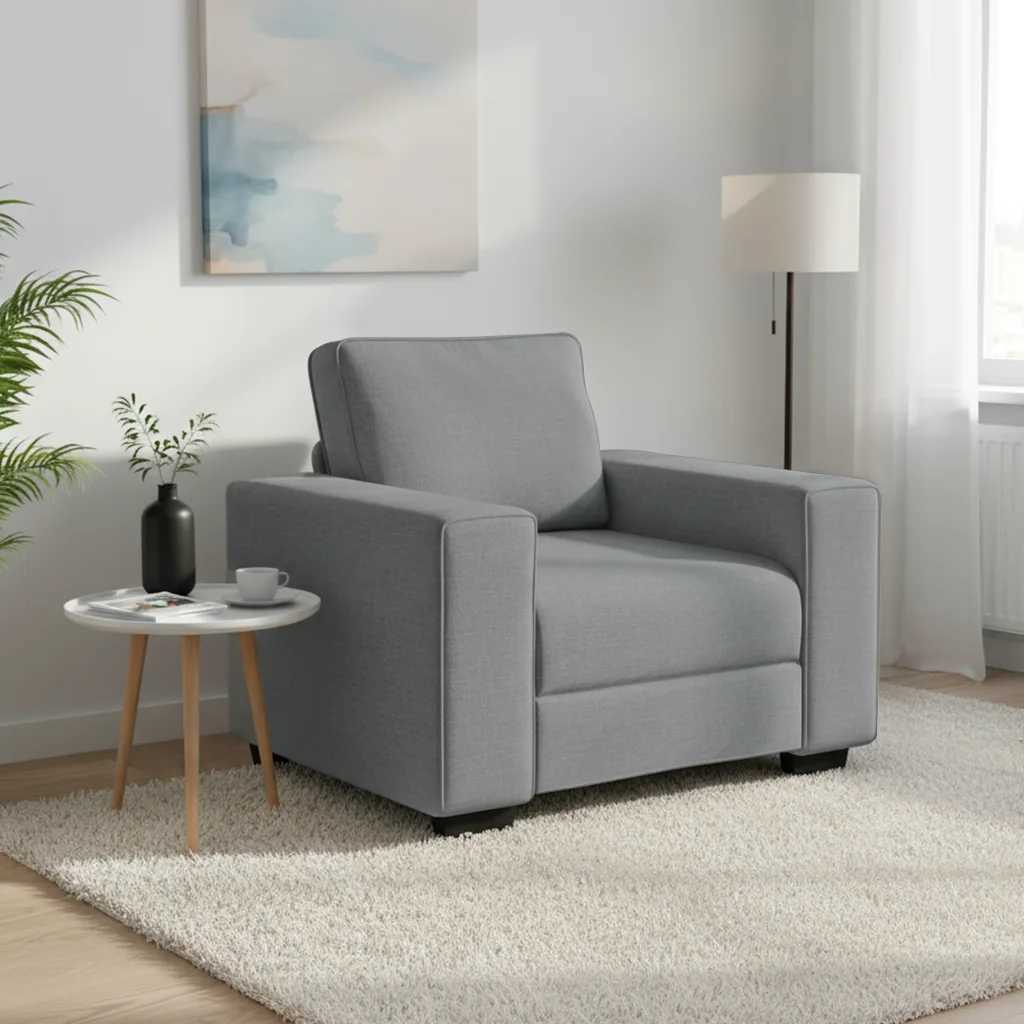Fauteuil gris clair 100x77x82 cm tissu