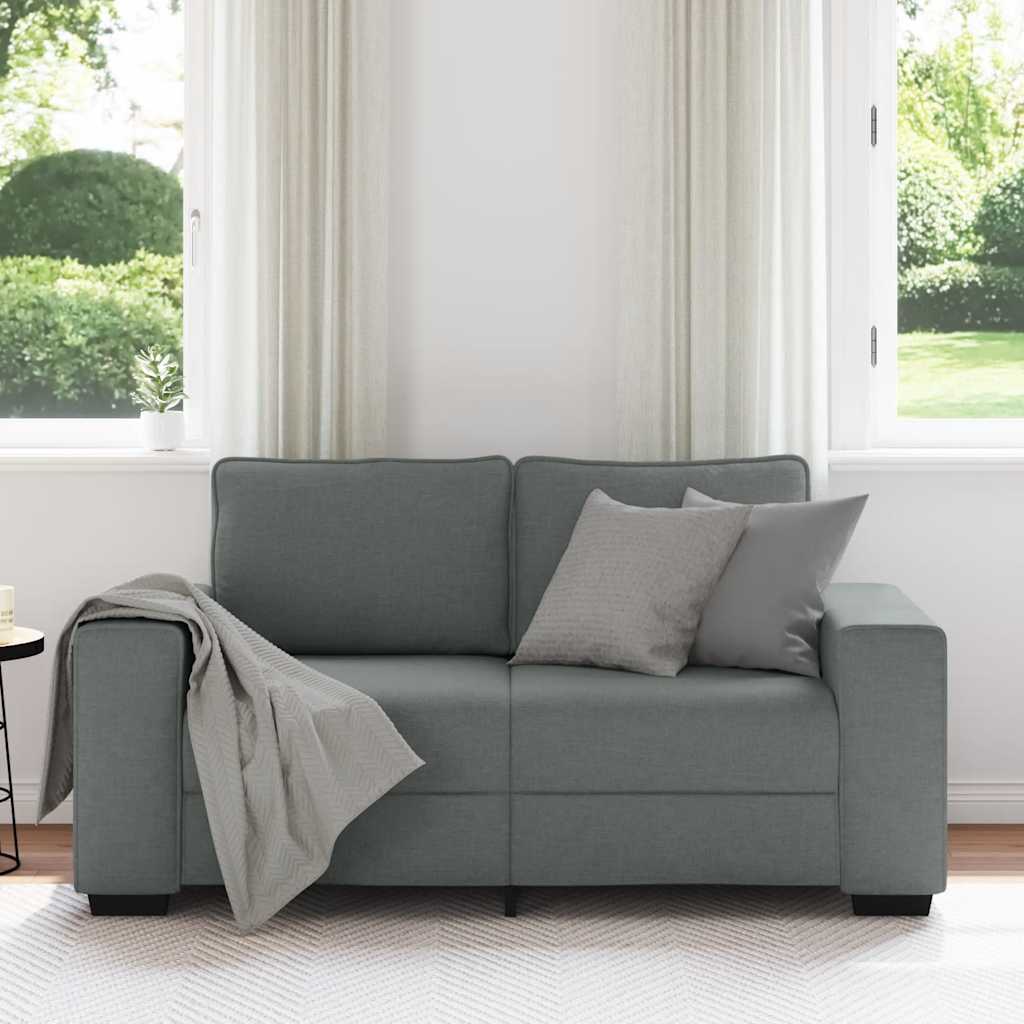 Canapé à 2 places gris foncé 160x77x82 cm tissu