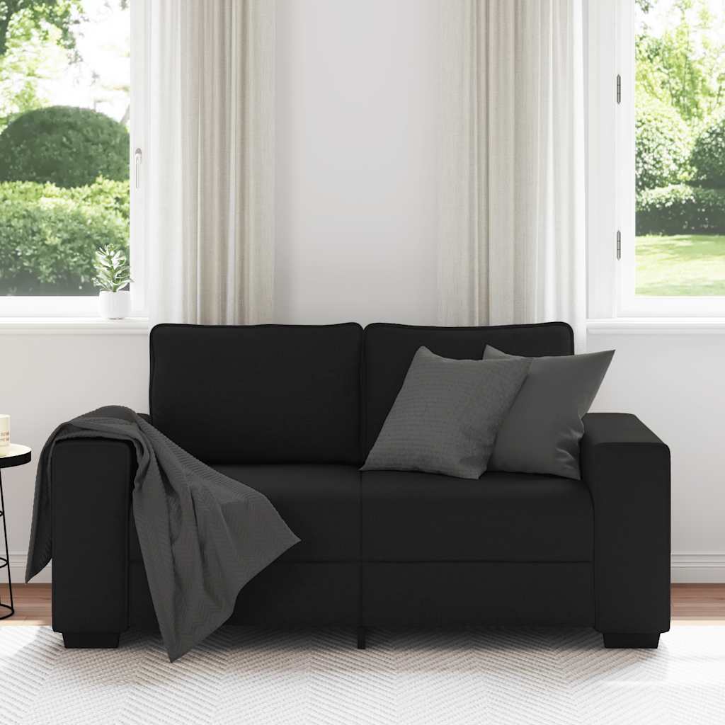 Canapé à 2 places noir 160x77x82 cm tissu