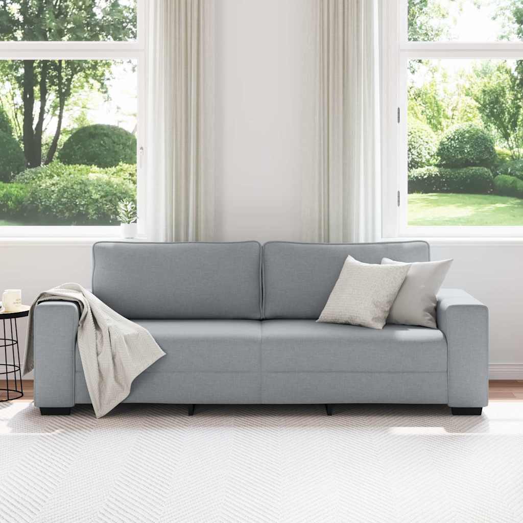 Canapé à 3 places gris clair 220x77x82 cm tissu