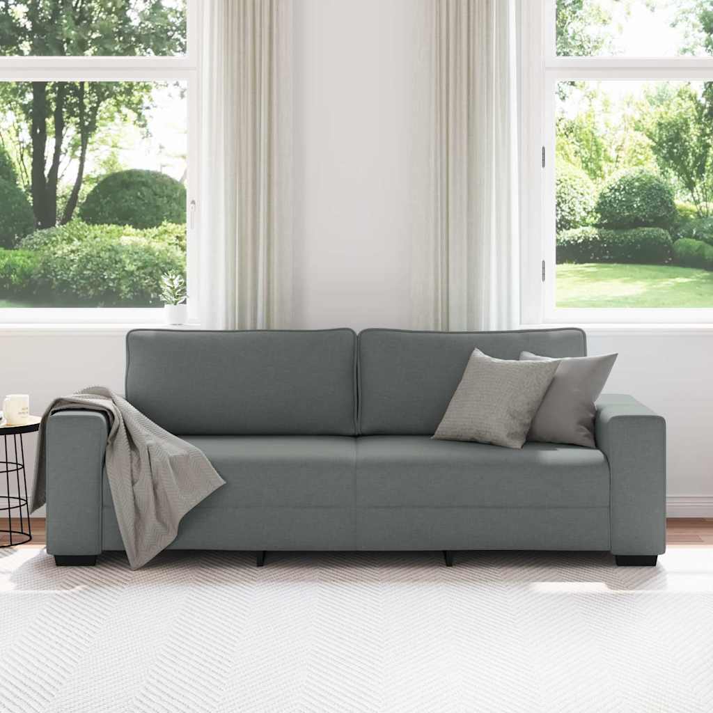 Canapé à 3 places gris foncé 220x77x82 cm tissu