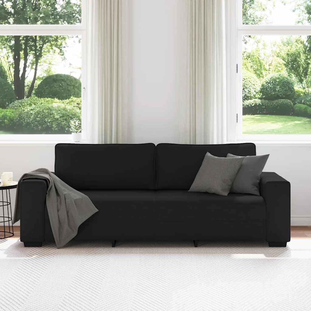 Canapé à 3 places noir 220x77x82 cm tissu