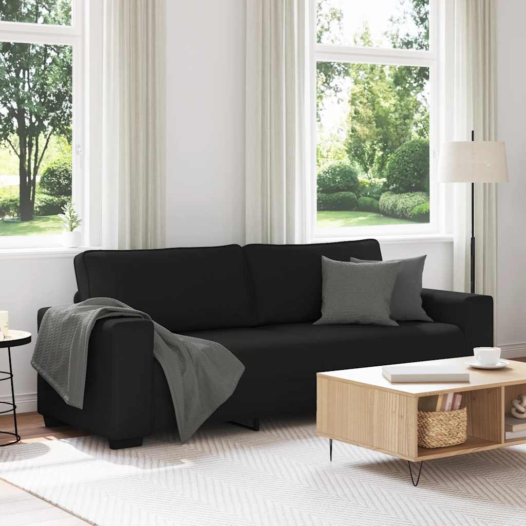 Canapé à 3 places noir 220x77x82 cm tissu