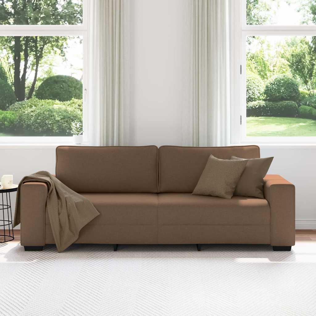 Canapé 3 places marron 220x77x82 cm en tissu