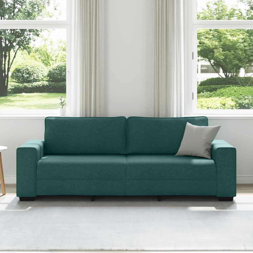 Canapé 3 places vert foncé 220 x 77 x 82 cm en tissu