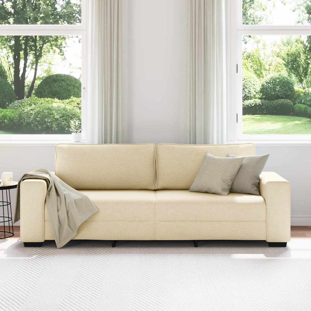 Canapé 3 places crème 220x77x82 cm en tissu