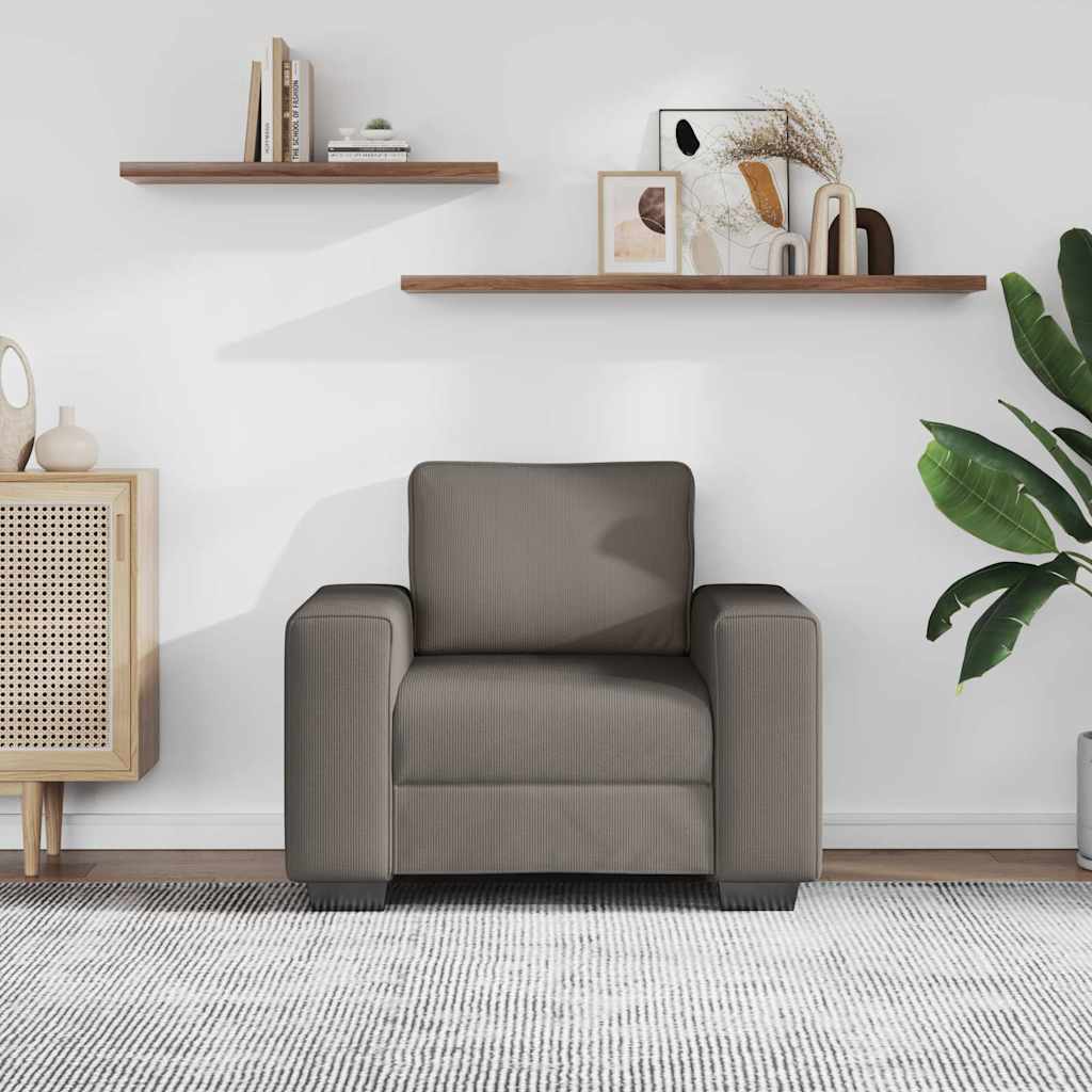 Canapé/Fauteuil gris clair 100x77x82 cm en tissu velours côtelé - XIOS