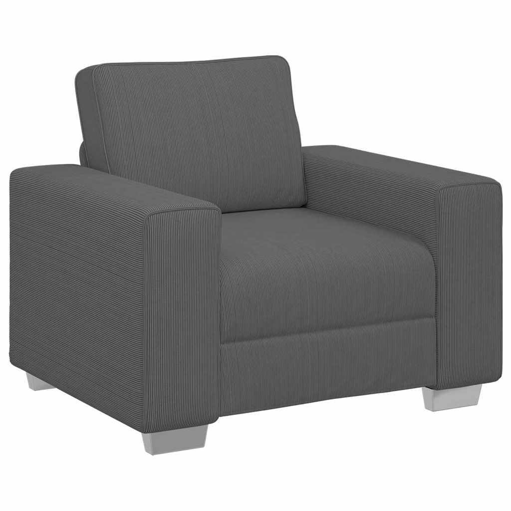 Fauteuil gris foncé 100x77x82 cm tissu velours côtelé - XIOS