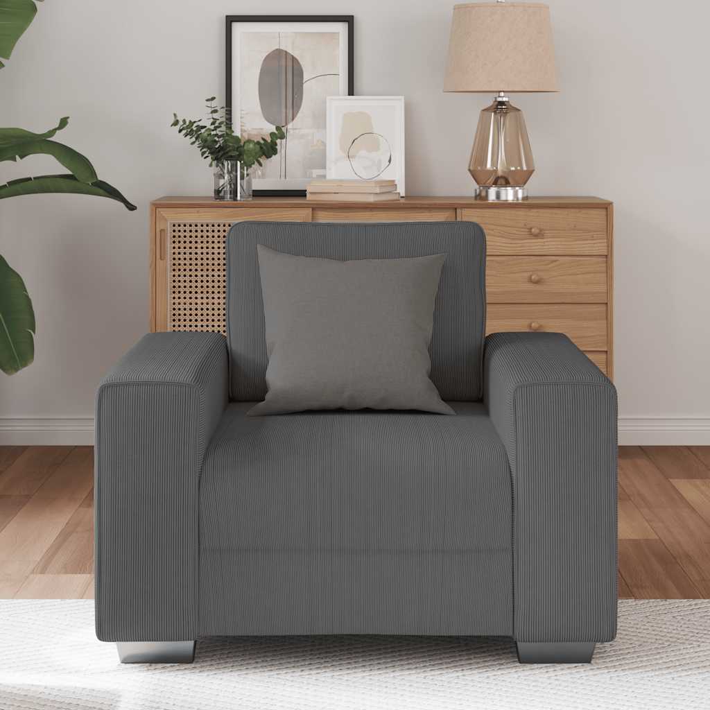 Fauteuil gris foncé 60 cm tissu velours côtelé - XIOS