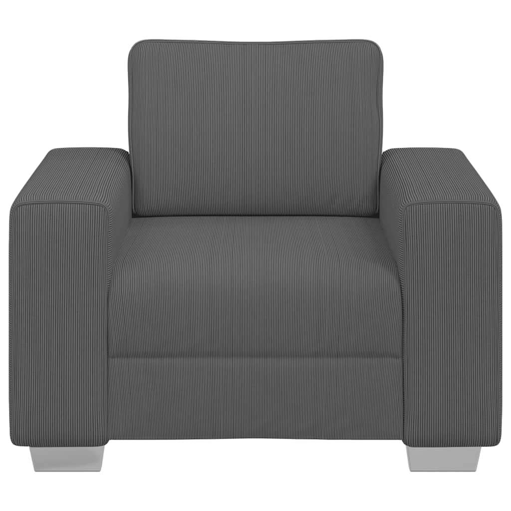 Fauteuil gris foncé 100x77x82 cm tissu velours côtelé - XIOS