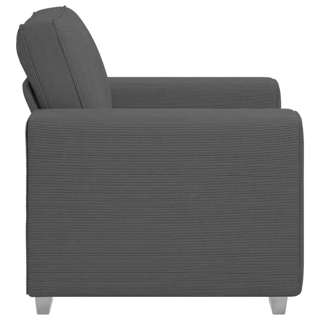 Fauteuil gris foncé 100x77x82 cm tissu velours côtelé - XIOS