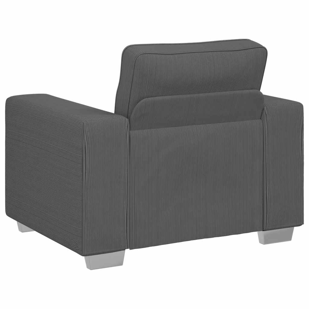 Fauteuil gris foncé 100x77x82 cm tissu velours côtelé - XIOS