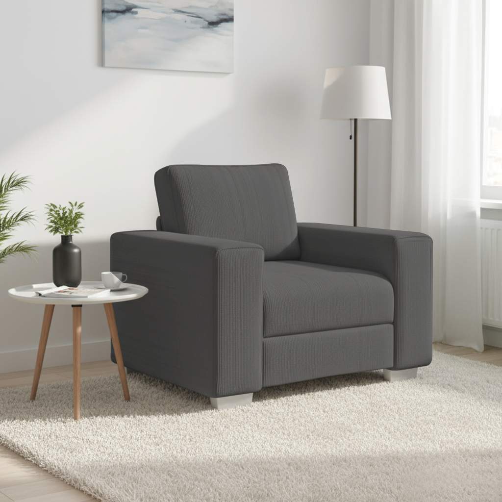 Fauteuil gris foncé 100x77x82 cm tissu velours côtelé - XIOS