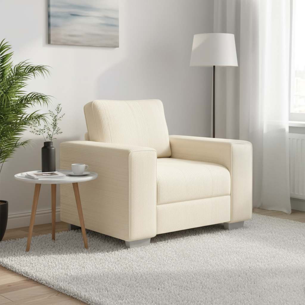 Canapé/Fauteuil crème 100x77x82 cm tissu velours côtelé - XIOS