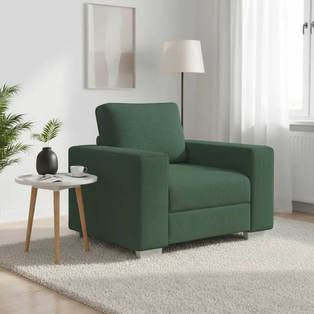 Canapé/Fauteuil vert foncé 100x77x82 cm en tissu velours côtelé - XIOS