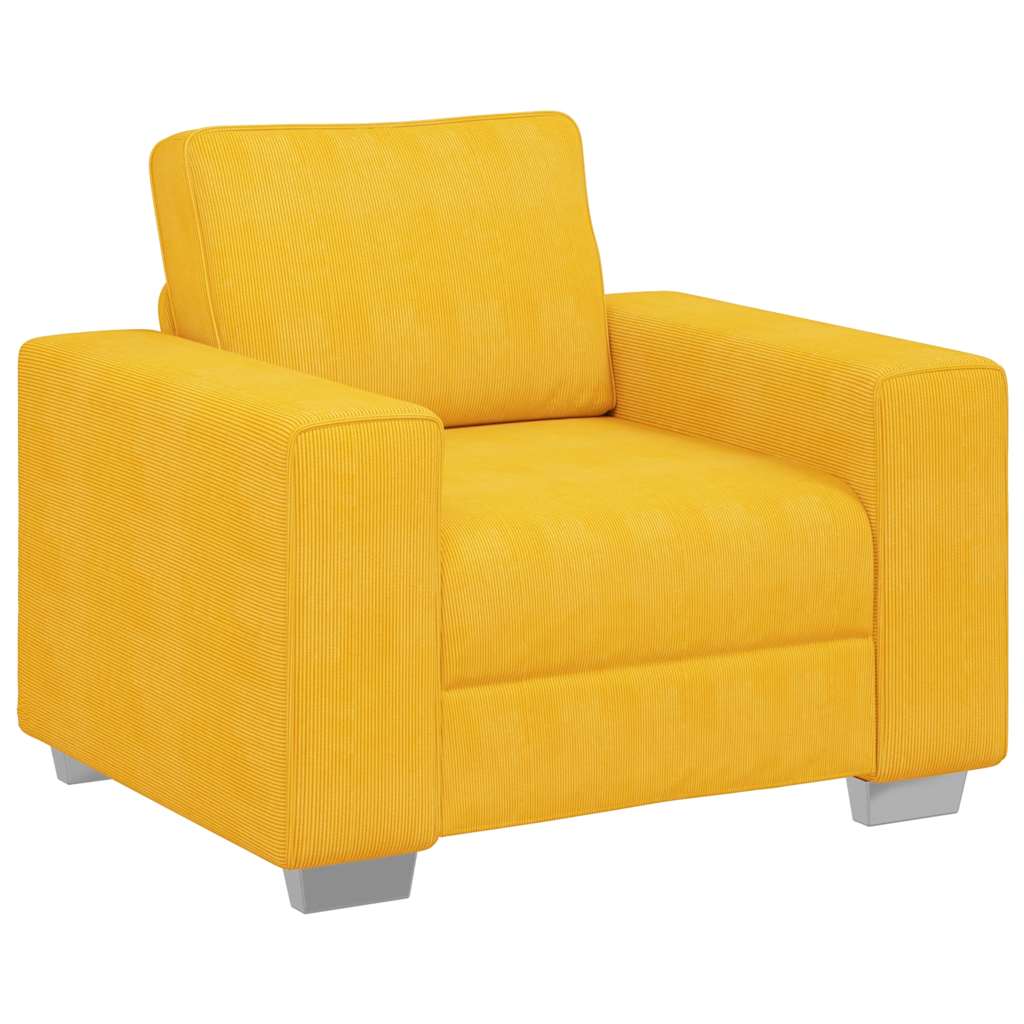 Fauteuil/canapé jaune clair 100x77x82 cm en tissu velours côtelé - XIOS