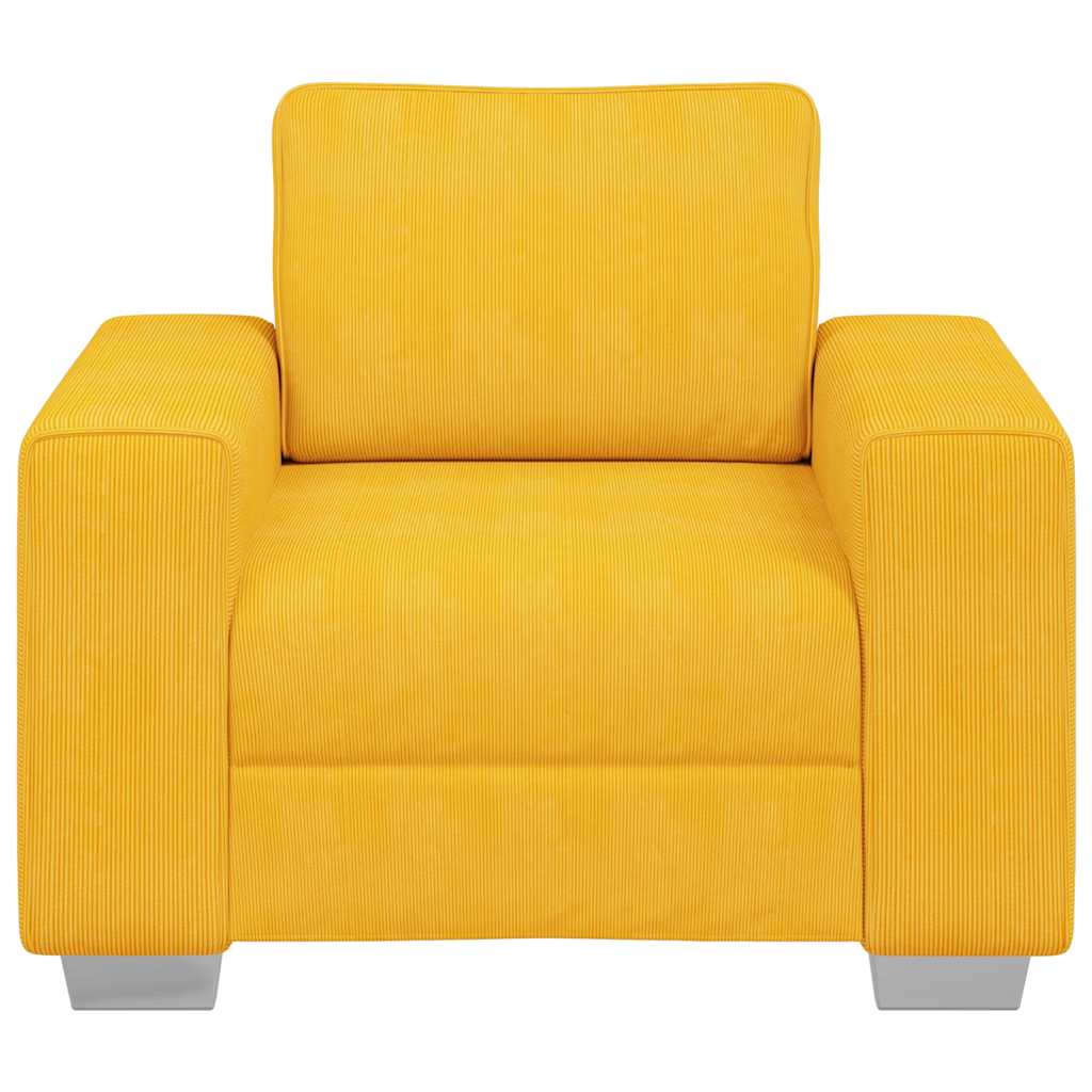 Fauteuil/canapé jaune clair 100x77x82 cm en tissu velours côtelé - XIOS