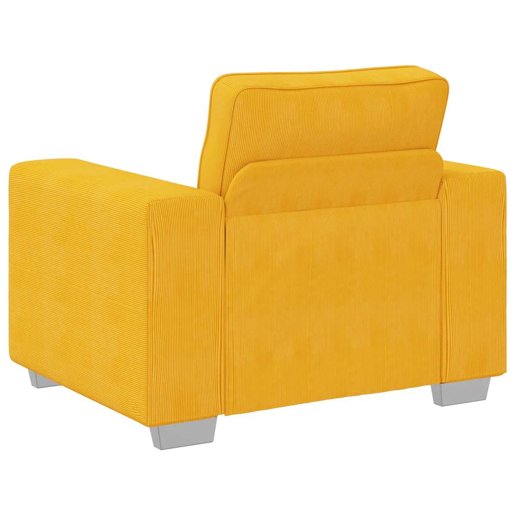 Fauteuil/canapé jaune clair 100x77x82 cm en tissu velours côtelé - XIOS