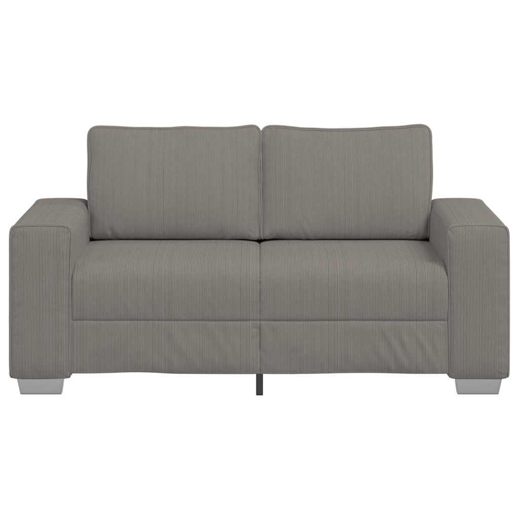 Canapé deux places gris clair 160 x 77 x 82 cm en tissu velours côtelé - XIOS