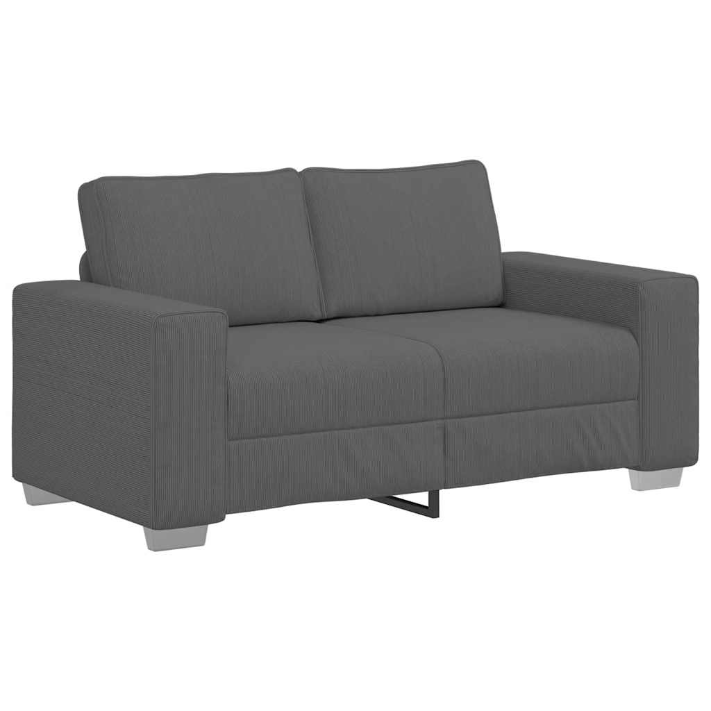 Canapé causeuse gris foncé 160x77x82 cm tissu velours côtelé