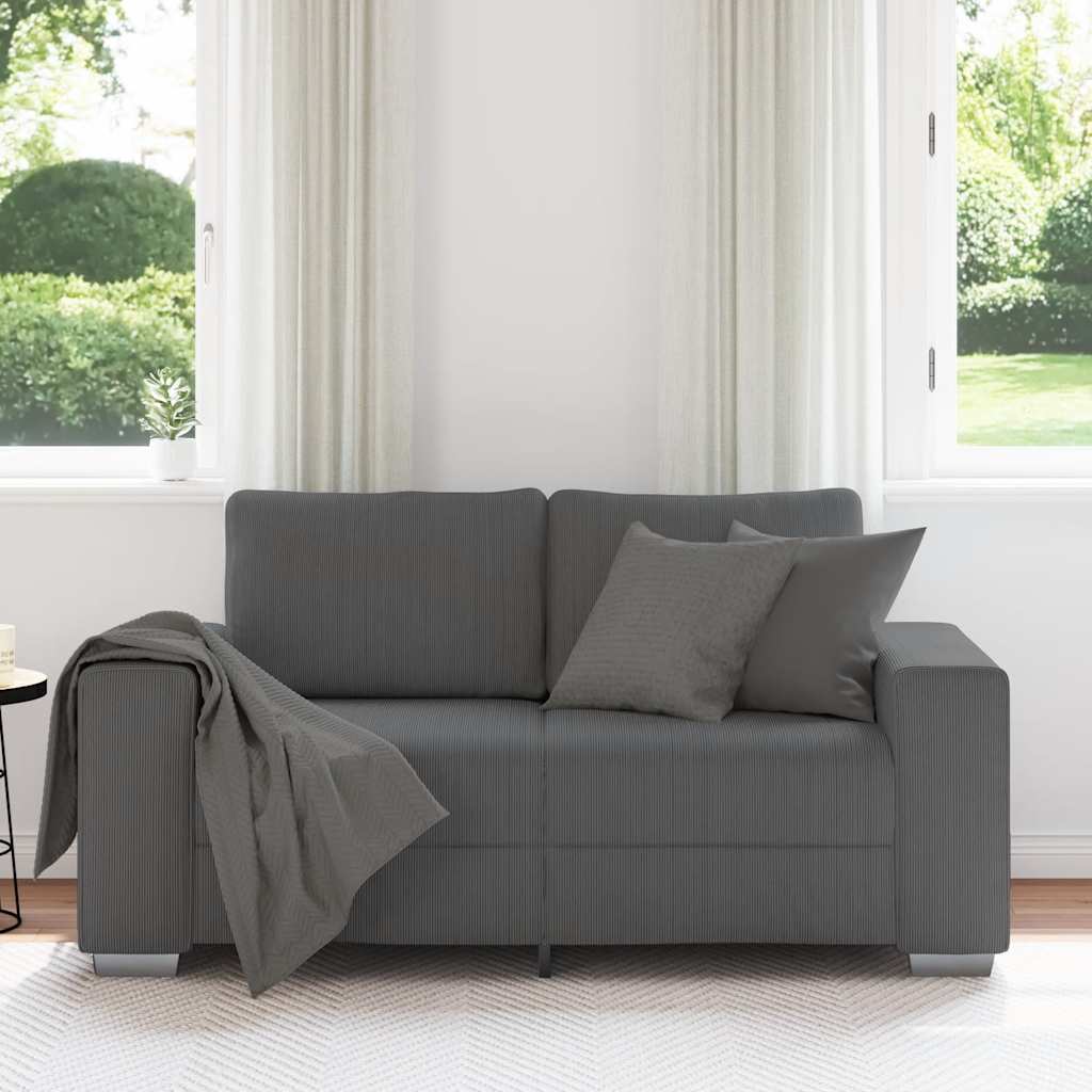 Canapé causeuse gris foncé 160x77x82 cm tissu velours côtelé