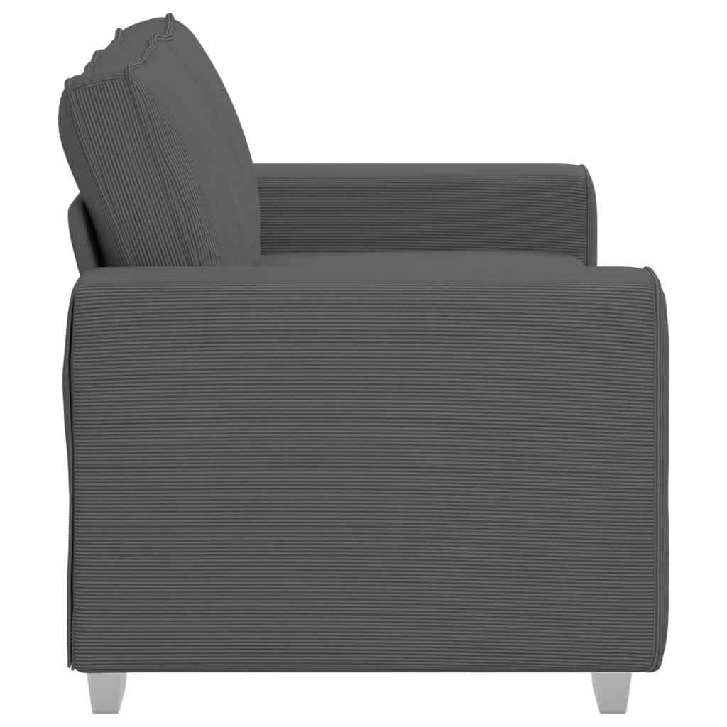 Canapé causeuse gris foncé 160x77x82 cm tissu velours côtelé