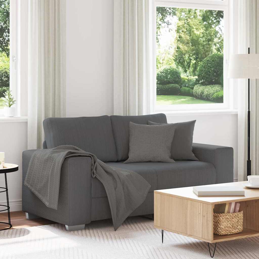 Canapé causeuse gris foncé 160x77x82 cm tissu velours côtelé