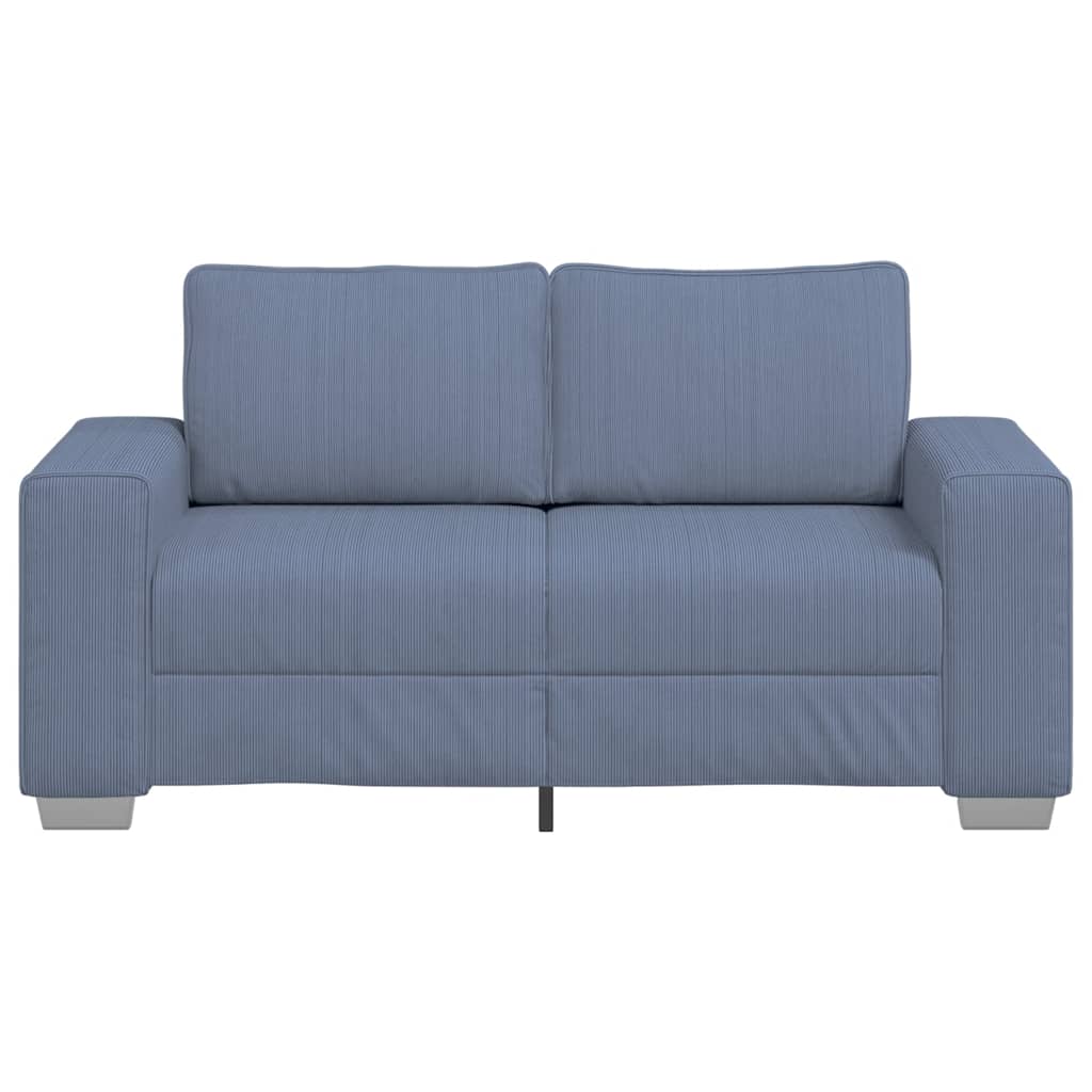 Canapé deux places bleu 160x77x82 cm en tissu velours côtelé - XIOS