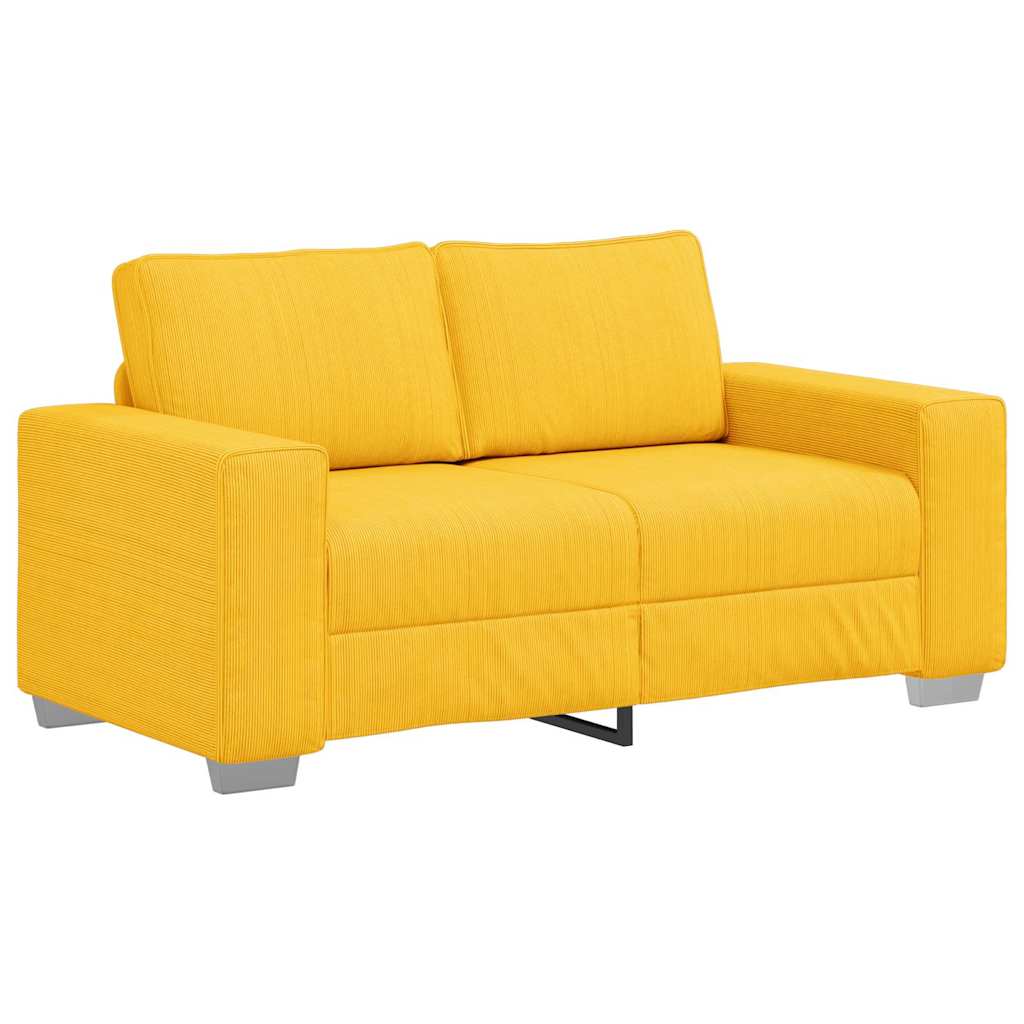 Canapé deux places jaune clair 160 x 77 x 82 cm en tissu velours côtelé - XIOS