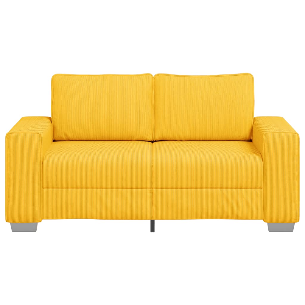Canapé deux places jaune clair 160 x 77 x 82 cm en tissu velours côtelé - XIOS