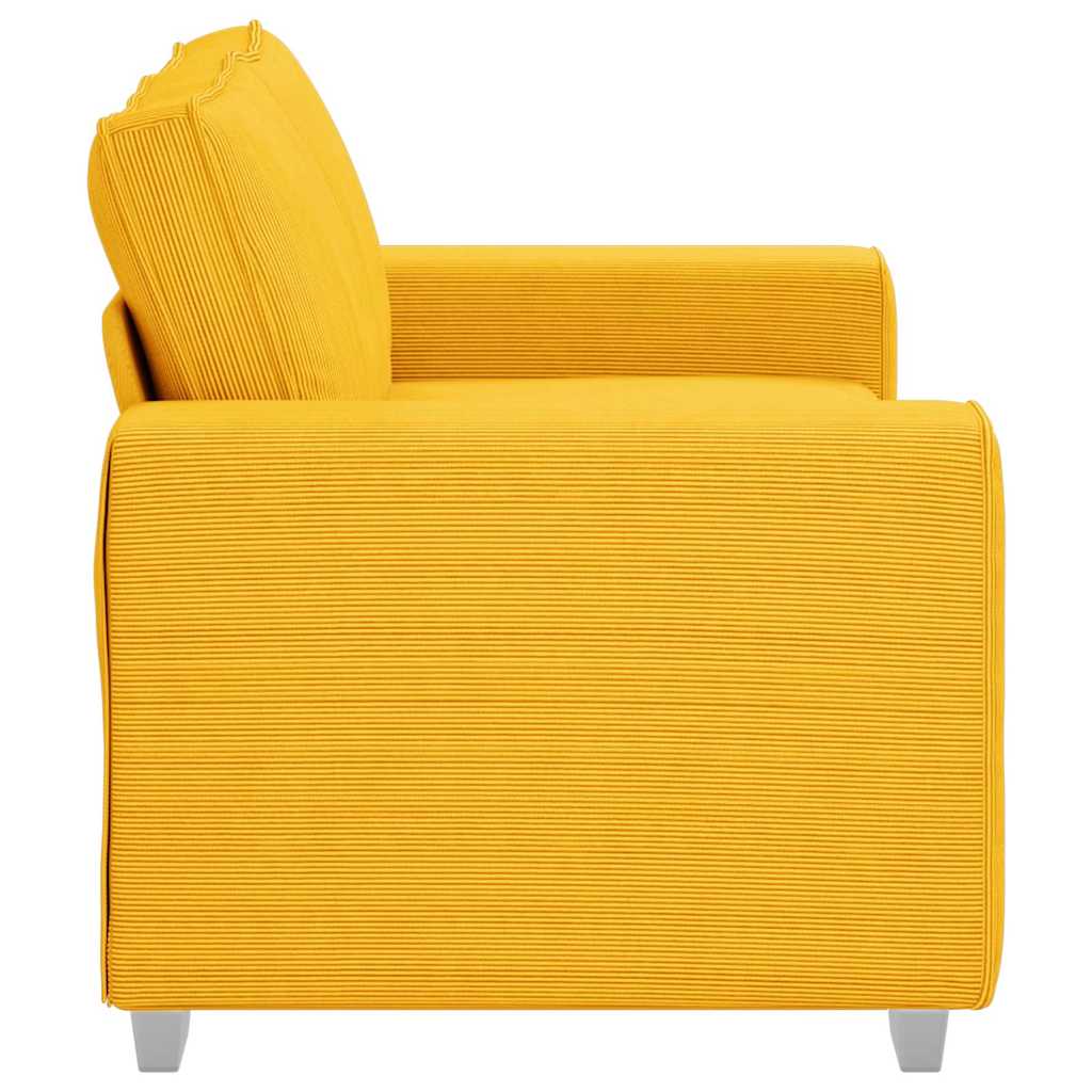 Canapé deux places jaune clair 160 x 77 x 82 cm en tissu velours côtelé - XIOS