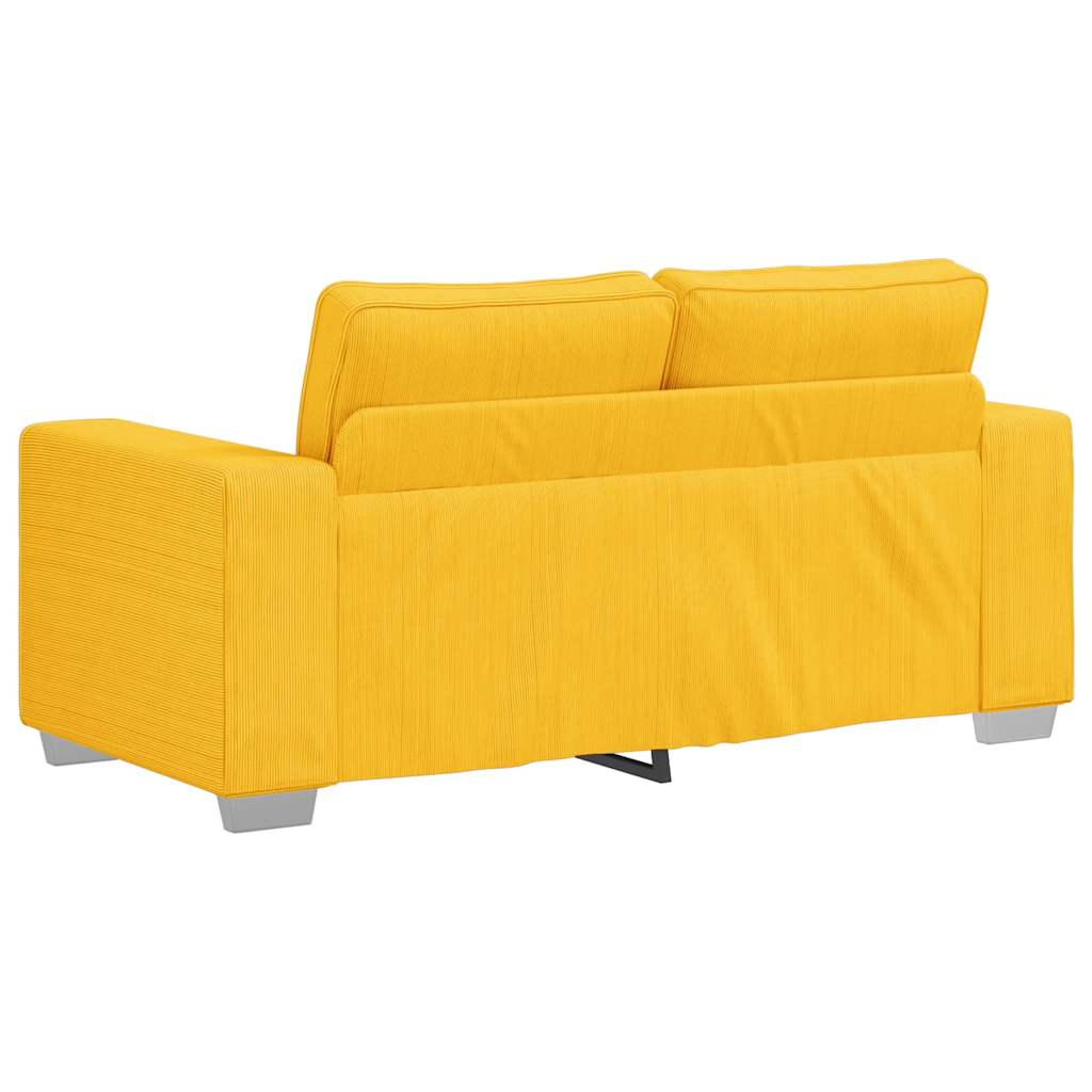 Canapé deux places jaune clair 160 x 77 x 82 cm en tissu velours côtelé - XIOS