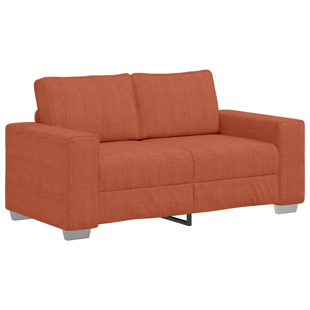 Canapé deux places rouge orangé 160x77x82 cm en tissu velours côtelé - XIOS