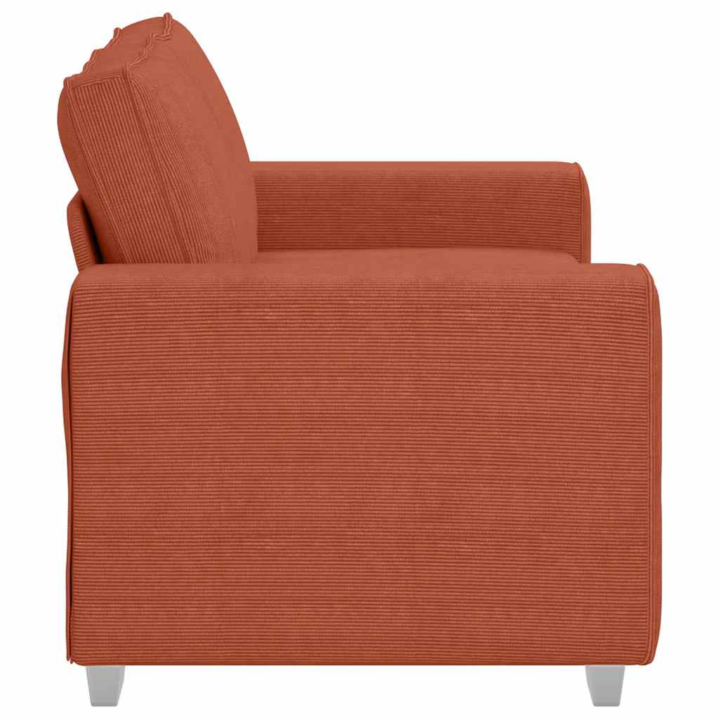 Canapé deux places rouge orangé 160x77x82 cm en tissu velours côtelé - XIOS