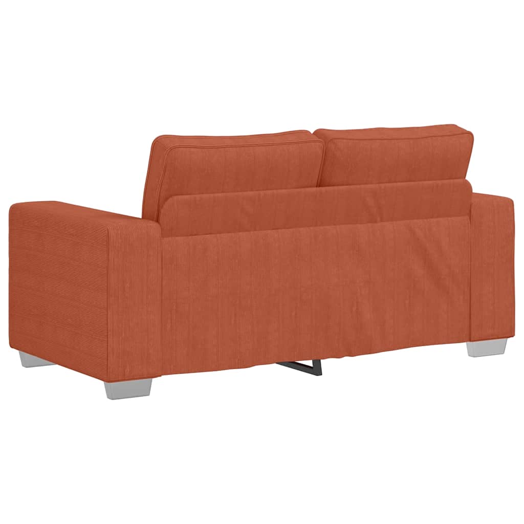 Canapé deux places rouge orangé 160x77x82 cm en tissu velours côtelé - XIOS