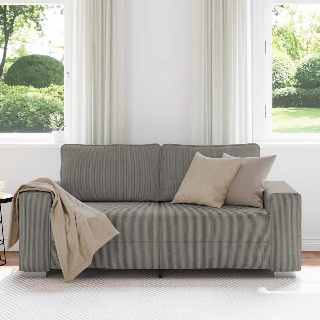 Canapé deux places gris clair 180 x 77 x 82 cm en tissu velours côtelé - XIOS