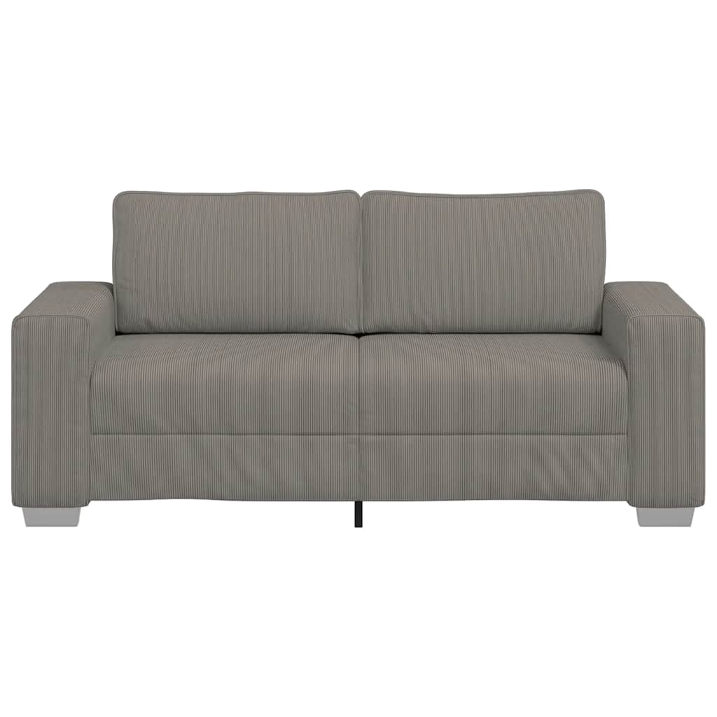 Canapé deux places gris clair 180 x 77 x 82 cm en tissu velours côtelé - XIOS