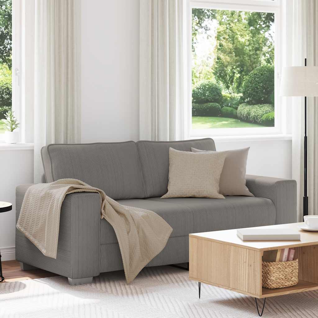 Canapé deux places gris clair 180 x 77 x 82 cm en tissu velours côtelé - XIOS
