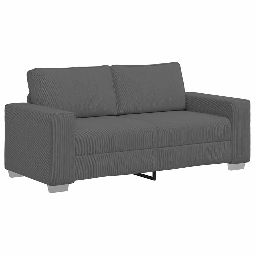 Canapé causeuse gris foncé 180x77x82 cm tissu velours côtelé