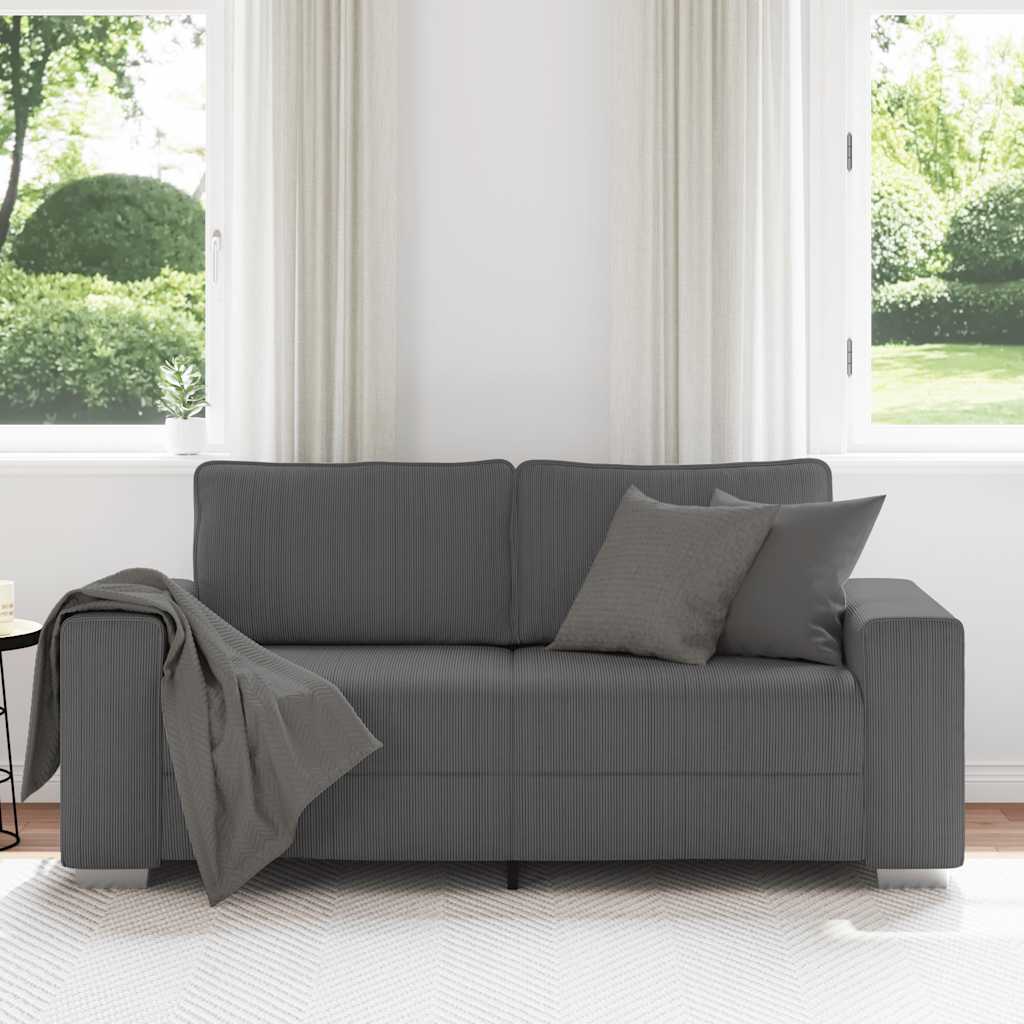 Canapé causeuse gris foncé 180x77x82 cm tissu velours côtelé