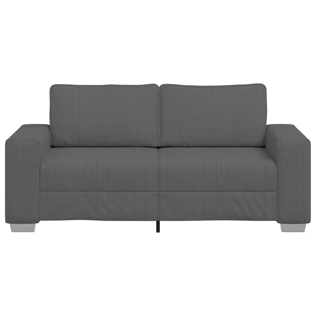 Canapé causeuse gris foncé 180x77x82 cm tissu velours côtelé