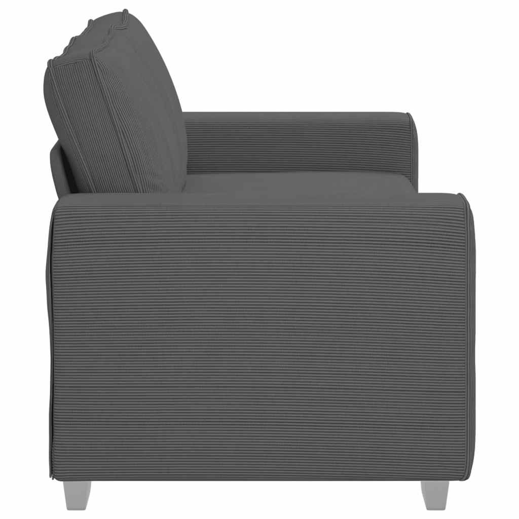 Canapé causeuse gris foncé 180x77x82 cm tissu velours côtelé