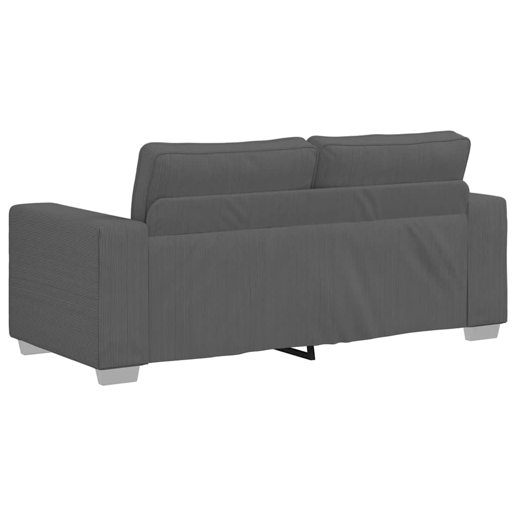 Canapé causeuse gris foncé 180x77x82 cm tissu velours côtelé