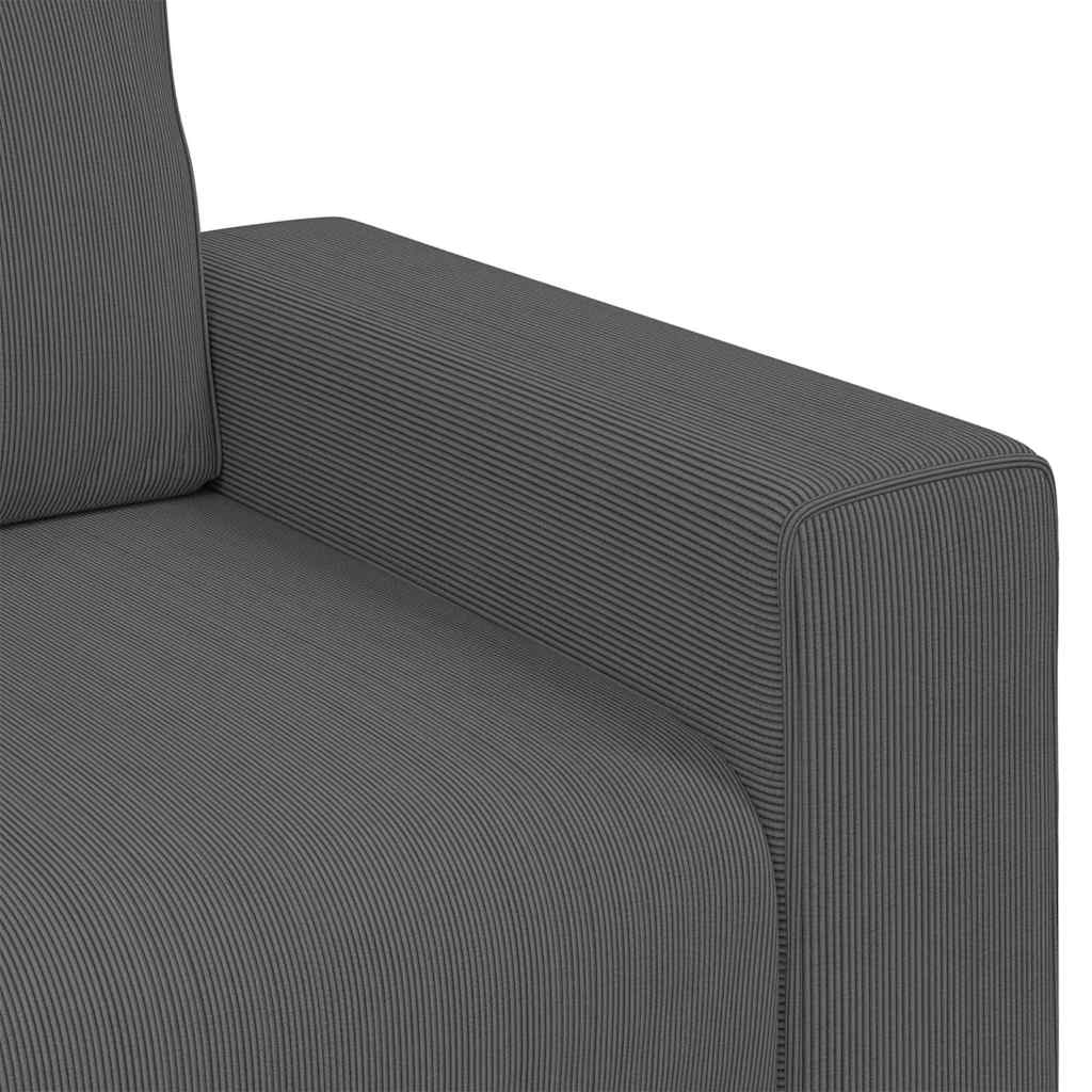 Canapé causeuse gris foncé 140 cm tissu velours côtelé - XIOS