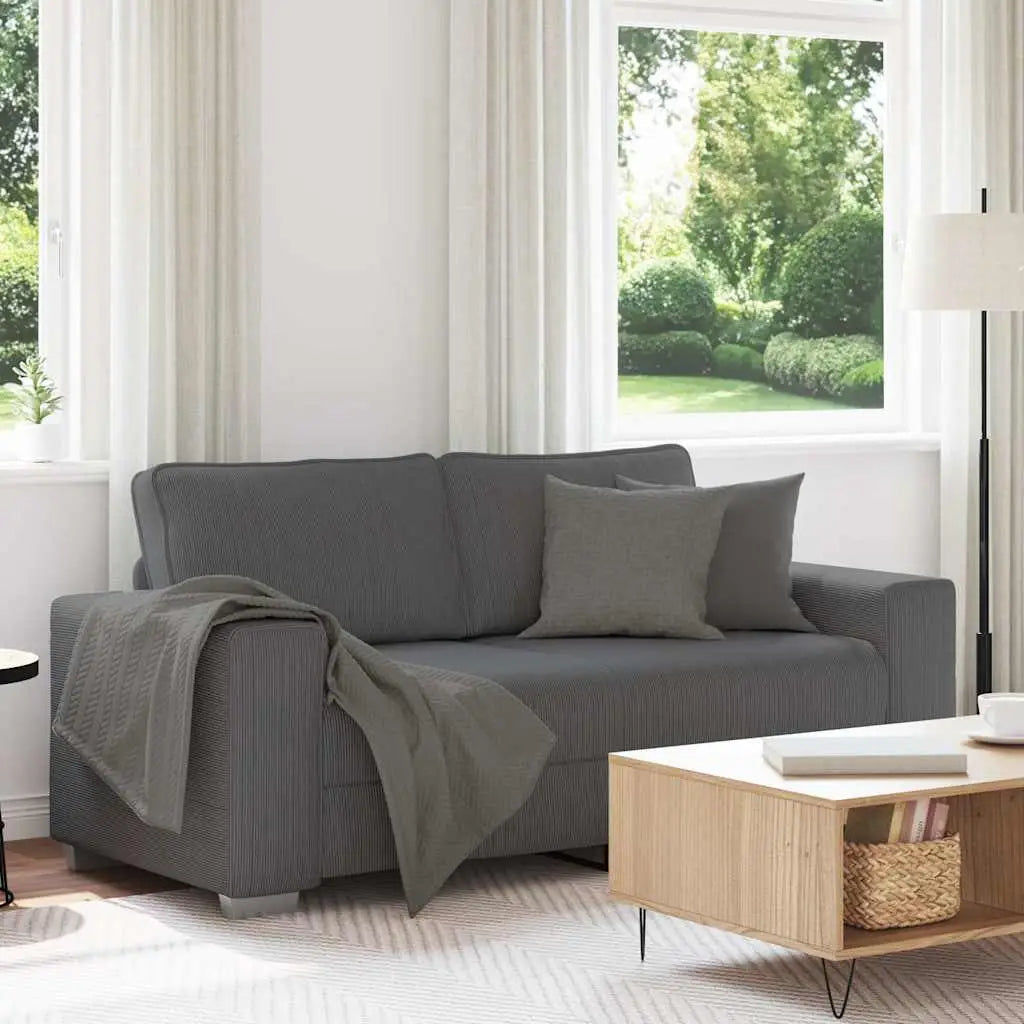 Canapé causeuse gris foncé 180x77x82 cm tissu velours côtelé - XIOS
